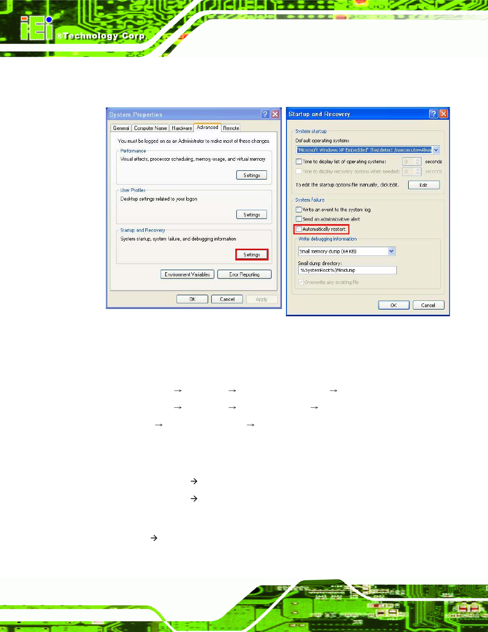 Figure b-42: disable automatically restart | IEI Integration KINO-AH612 User Manual | Page 149 / 165