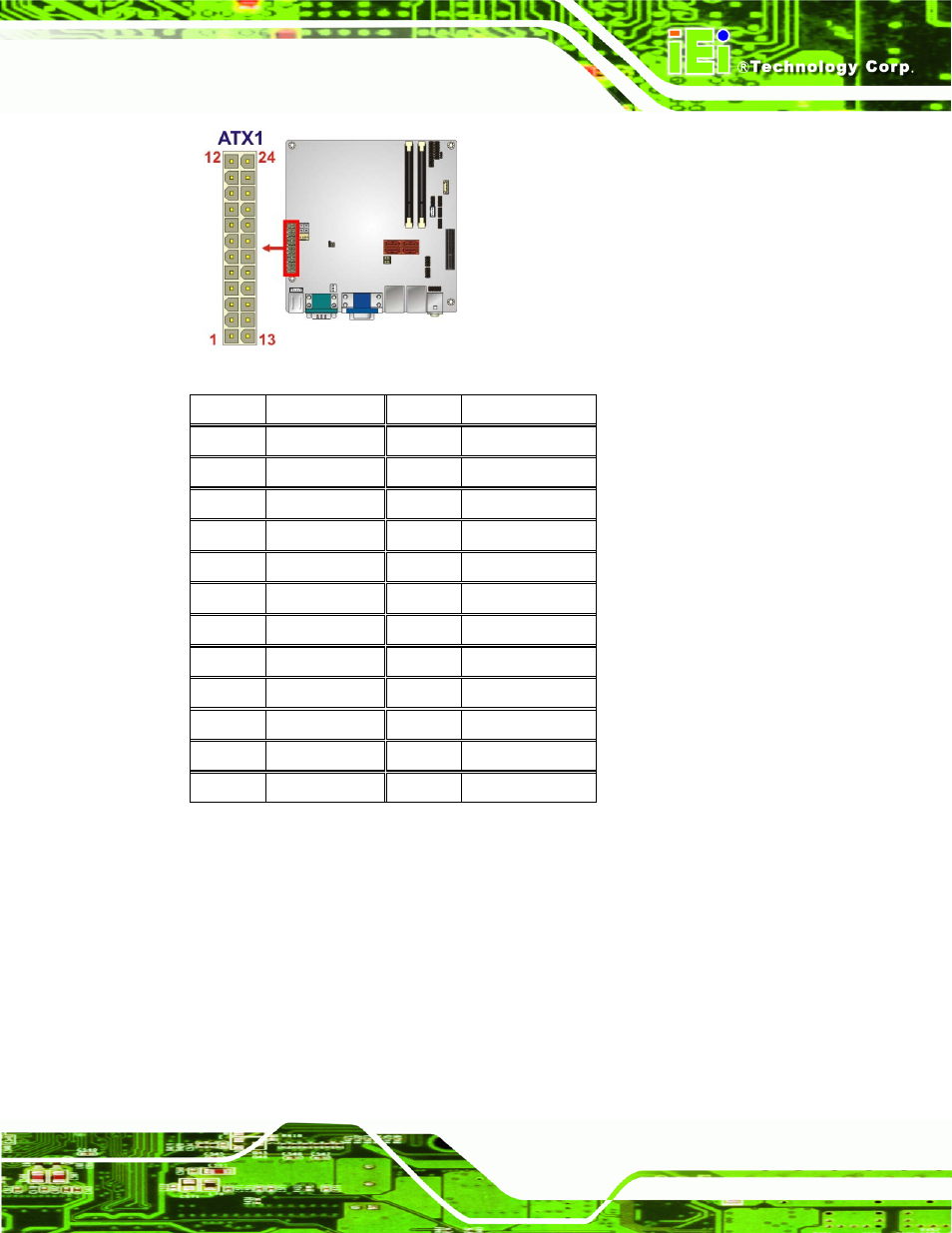 2 audio connector, Figure 3-2: atx power supply connector location, Table 3-3: atx power supply connector pinouts | IEI Integration KINO-AH612 User Manual | Page 28 / 165
