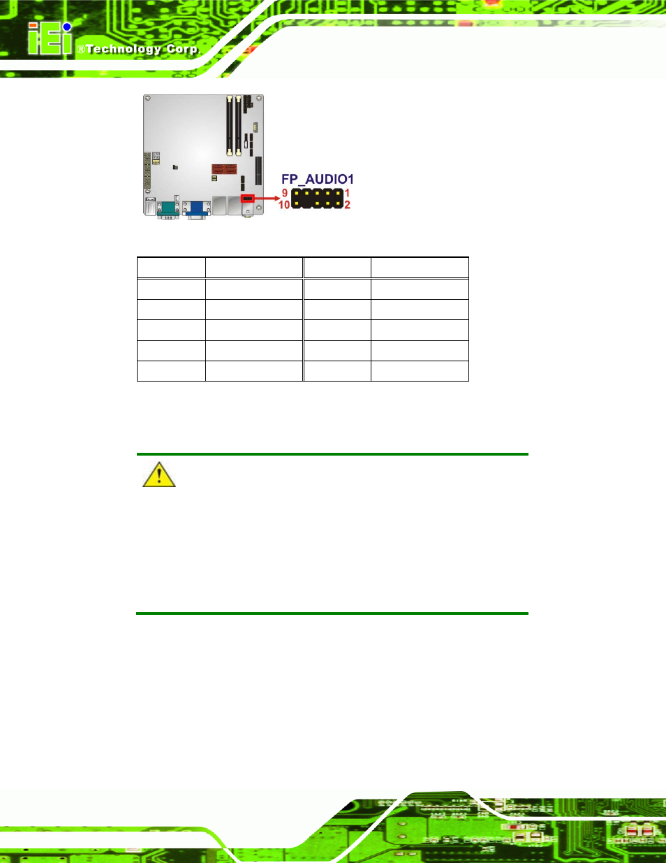 3 battery connector, Figure 3-3: audio connector location, Table 3-4: audio connector pinouts | IEI Integration KINO-AH612 User Manual | Page 29 / 165