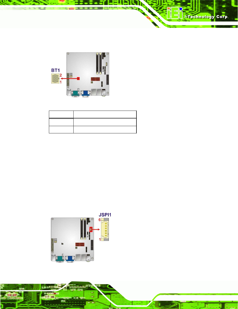 4 bios update connector, Figure 3-4: battery connector location, Figure 3-5: bios update connector location | Table 3-5: battery connector pinouts | IEI Integration KINO-AH612 User Manual | Page 30 / 165