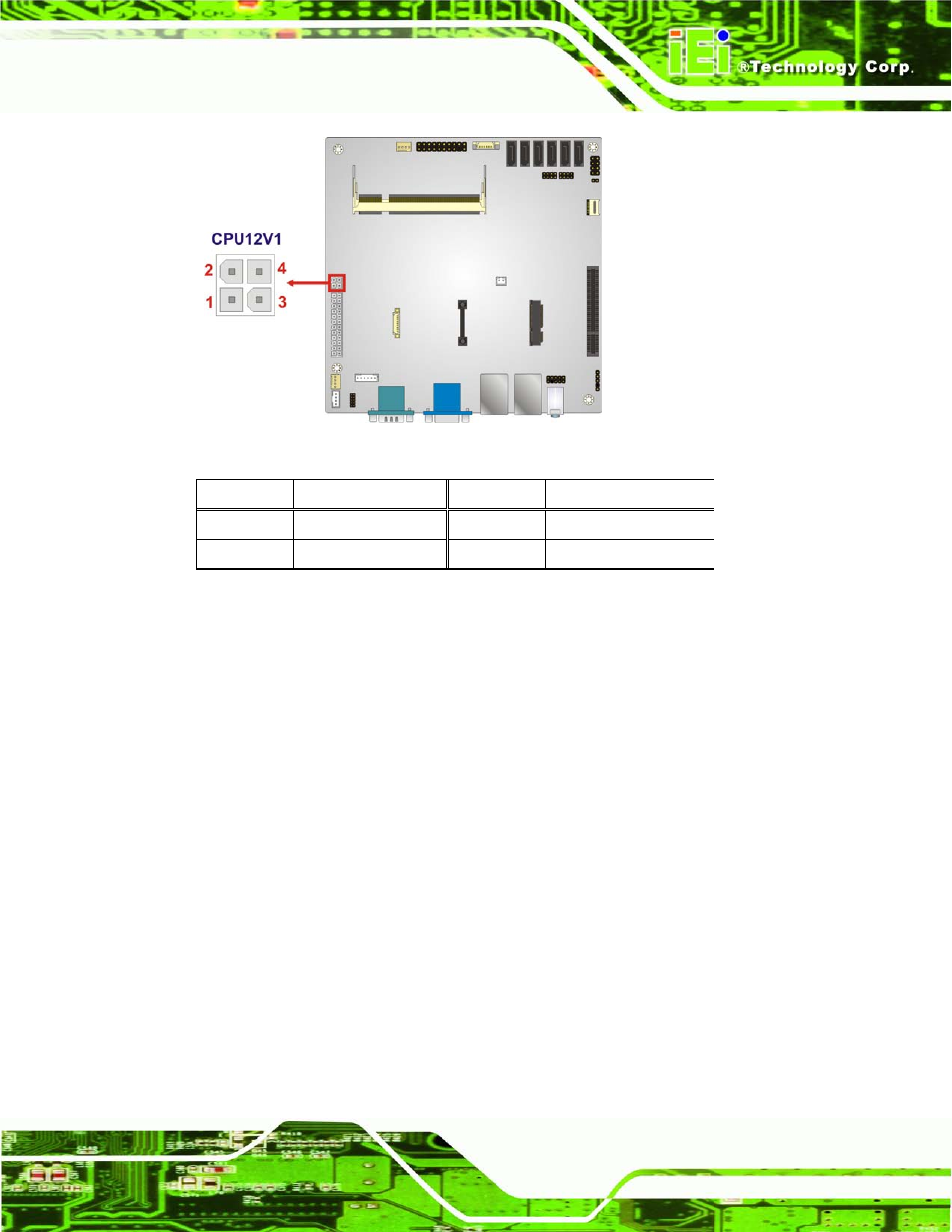 6 ddr3 so-dimm slot, Figure 3-6: cpu power connector location, Table 3-7: cpu power connector pinouts | 6 ddr3 s o-dimm s lo t | IEI Integration KINO-CVR-D25502_N26002 User Manual | Page 33 / 167