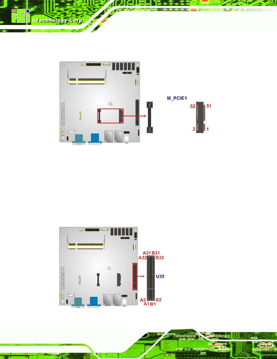 14 pcie x4 slot, Figure 3-14: pcie mini card slot location, Figure 3-15: pcie x4 slot location | IEI Integration KINO-CVR-D25502_N26002 User Manual | Page 40 / 167