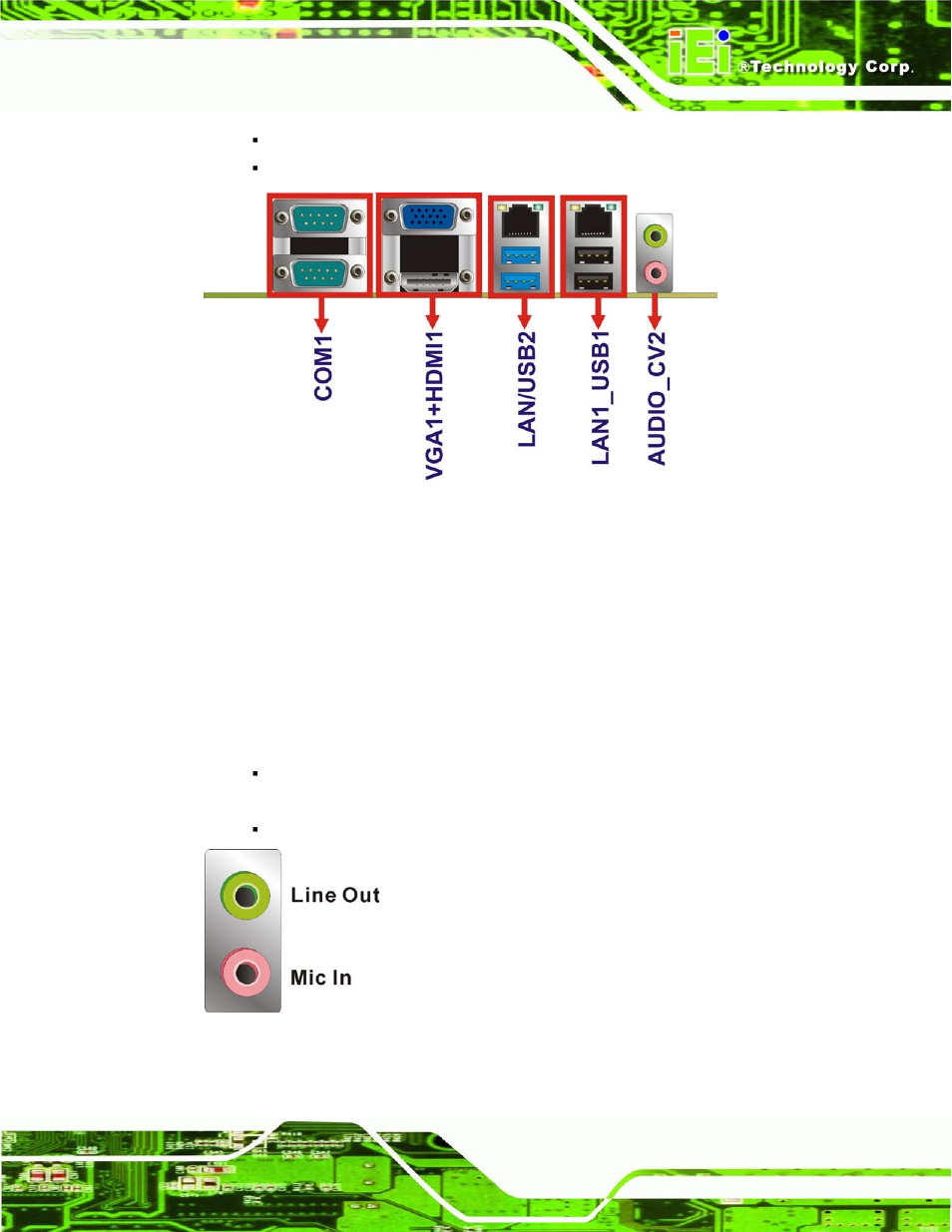 1 audio connector, Figure 3-23: audio connector | IEI Integration KINO-CVR-D25502_N26002 User Manual | Page 47 / 167