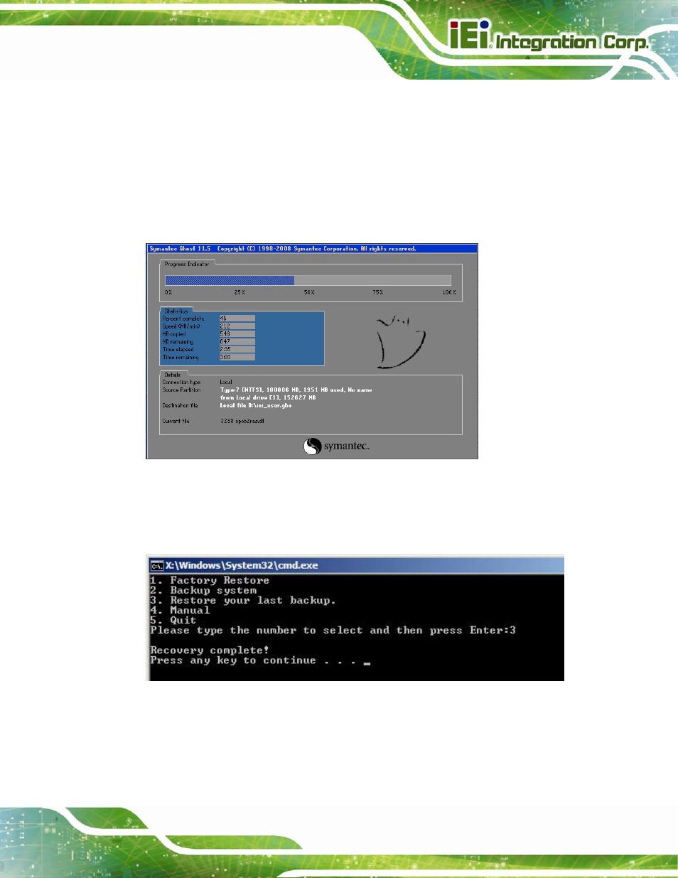 B.5.3 restore your last backup, Figure b-40: restore backup, Figure b-41: restore system backup complete window | IEI Integration KINO-CV-D25501_N26001 User Manual | Page 147 / 167