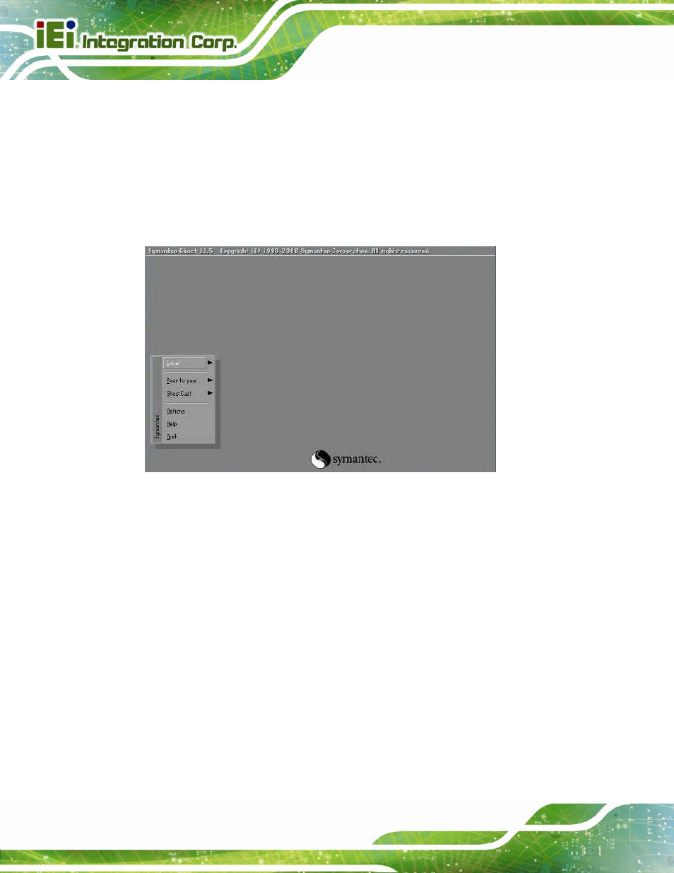 B.5.4 manual, Figure b-42: symantec ghost window | IEI Integration KINO-CV-D25501_N26001 User Manual | Page 148 / 167