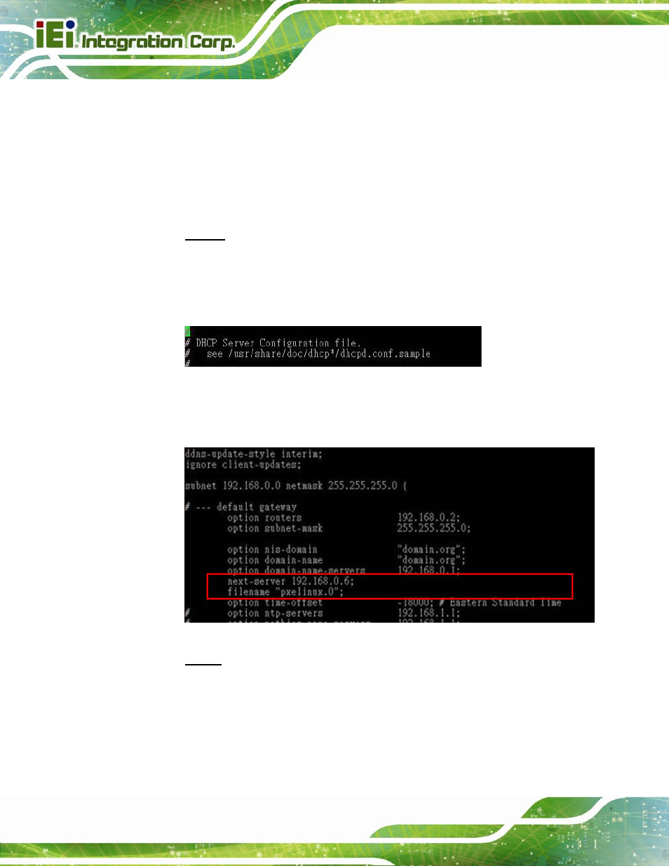 B.6.1 configure dhcp server settings | IEI Integration KINO-CV-D25501_N26001 User Manual | Page 150 / 167