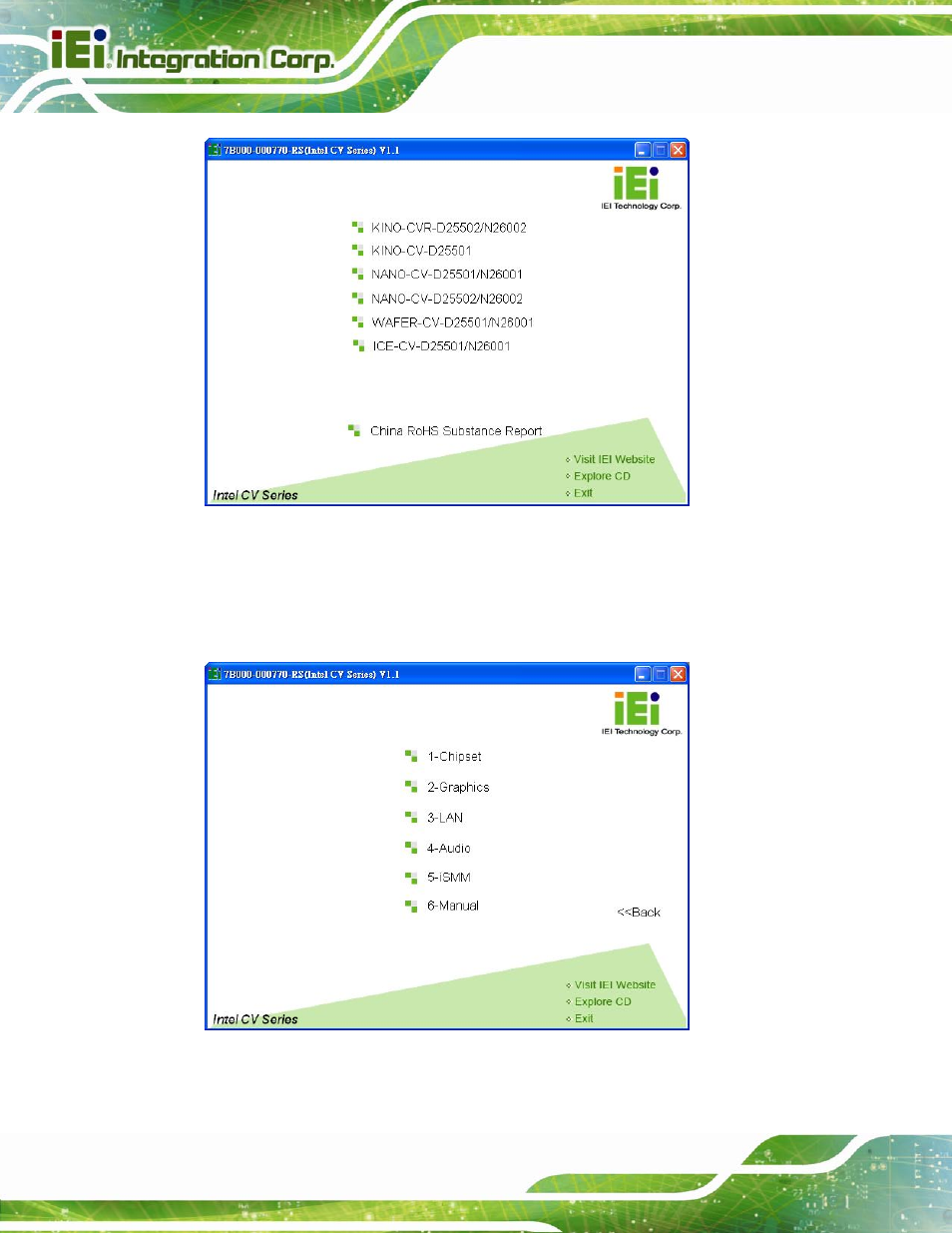 Figure 4-18: introduction screen, Figure 4-19: available drivers | IEI Integration KINO-CV-D25501_N26001 User Manual | Page 82 / 167