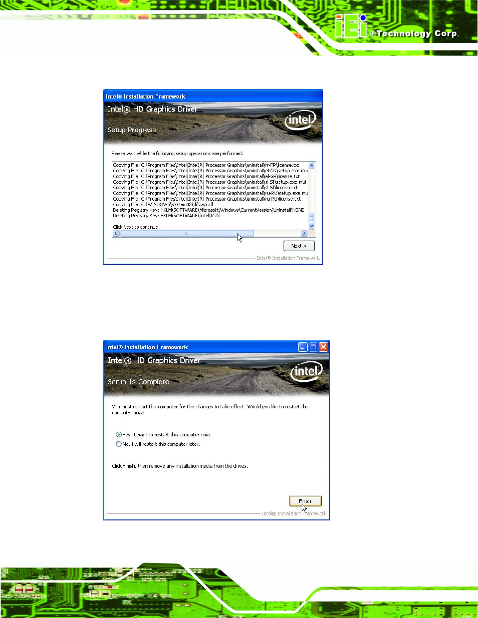 Figure 6-10: graphics driver setup operations | IEI Integration KINO-QM770 User Manual | Page 137 / 208