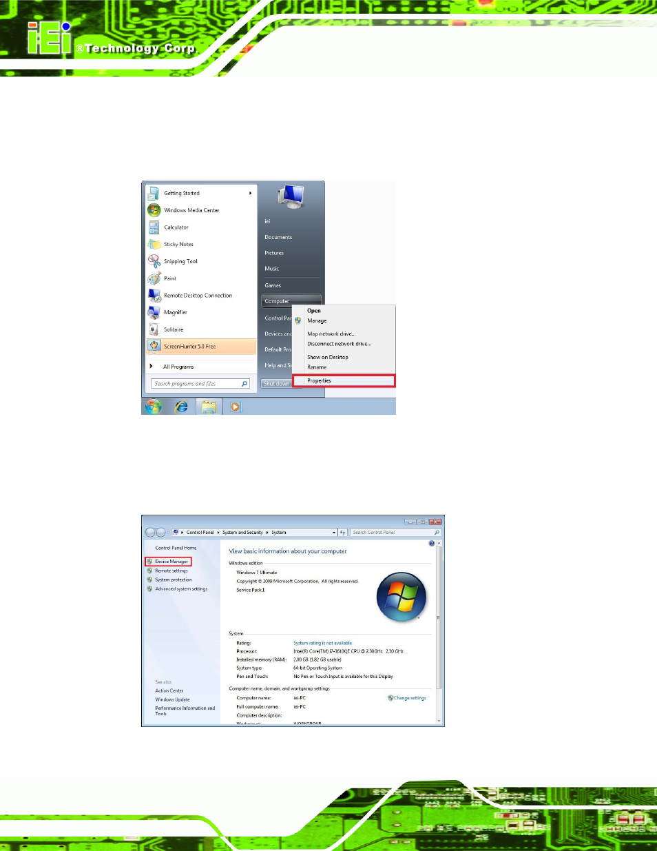 5 lan driver installation, River, Nstallation | Figure 6-12: windows control panel, Figure 6-13: system control panel | IEI Integration KINO-QM770 User Manual | Page 138 / 208