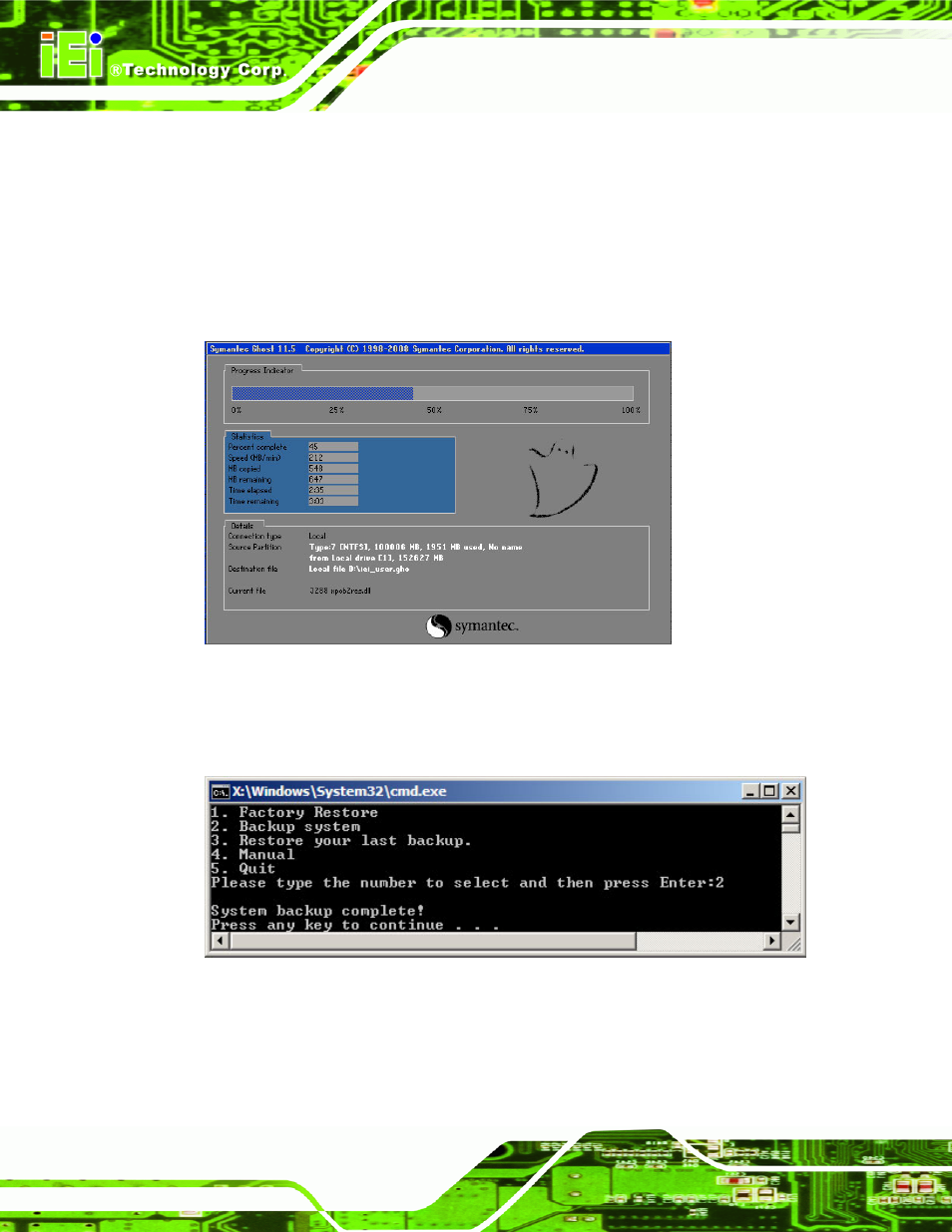 B.5.2 backup system, Figure b-38: backup system, Figure b-39: system backup complete window | IEI Integration KINO-QM770 User Manual | Page 184 / 208