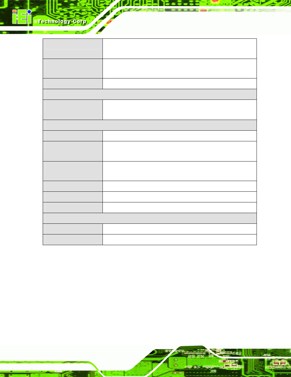 Table 1-1: technical specifications | IEI Integration KINO-QM770 User Manual | Page 24 / 208