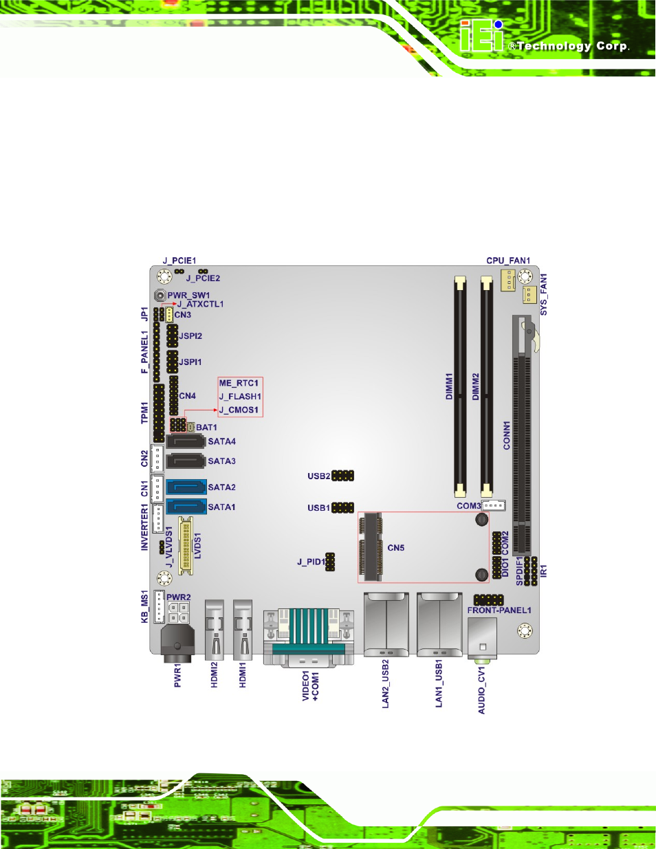 1 peripheral interface connectors, 1 layout, Eripheral | Nterface, Onnectors, Figure 3-1: connector and jumper locations | IEI Integration KINO-QM770 User Manual | Page 31 / 208