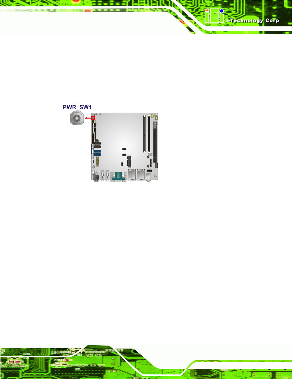 14 power button (on-board), 15 power connector (12v), Figure 3-16: on-board power button location | IEI Integration KINO-QM770 User Manual | Page 49 / 208