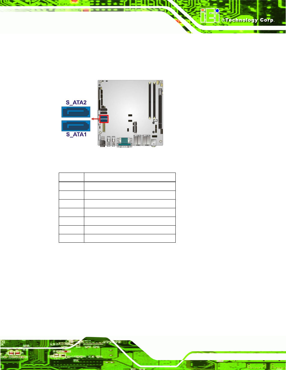 19 sata 3gb/s drive connectors, Figure 3-20: sata 6gb/s drive connector locations, Table 3-21: sata 6gb/s drive connector pinouts | IEI Integration KINO-QM770 User Manual | Page 53 / 208