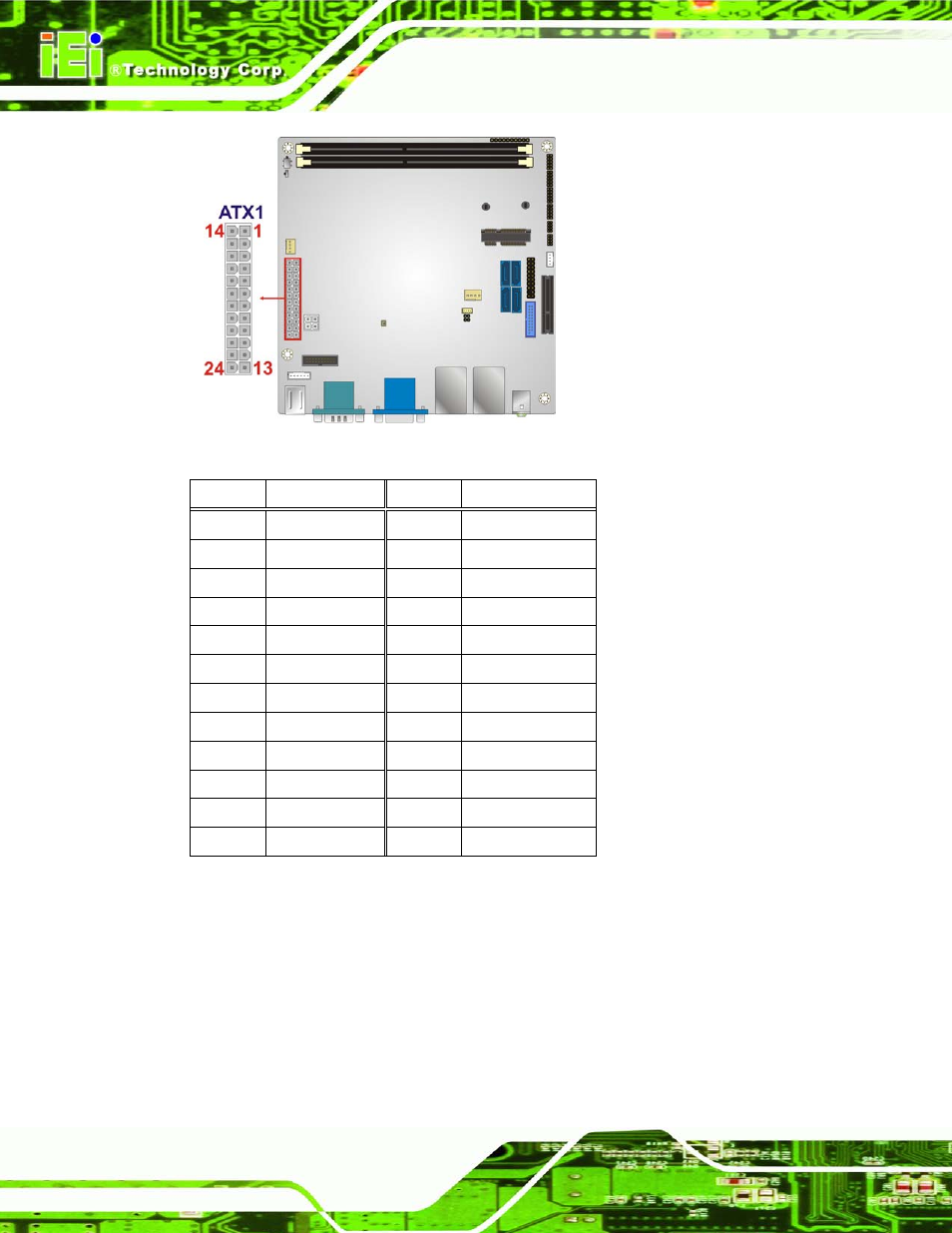 2 at/atx mode select switch, Figure 3-2: atx power connector location, Table 3-3: atx power connector pinouts | IEI Integration KINO-AQ870 User Manual | Page 30 / 165