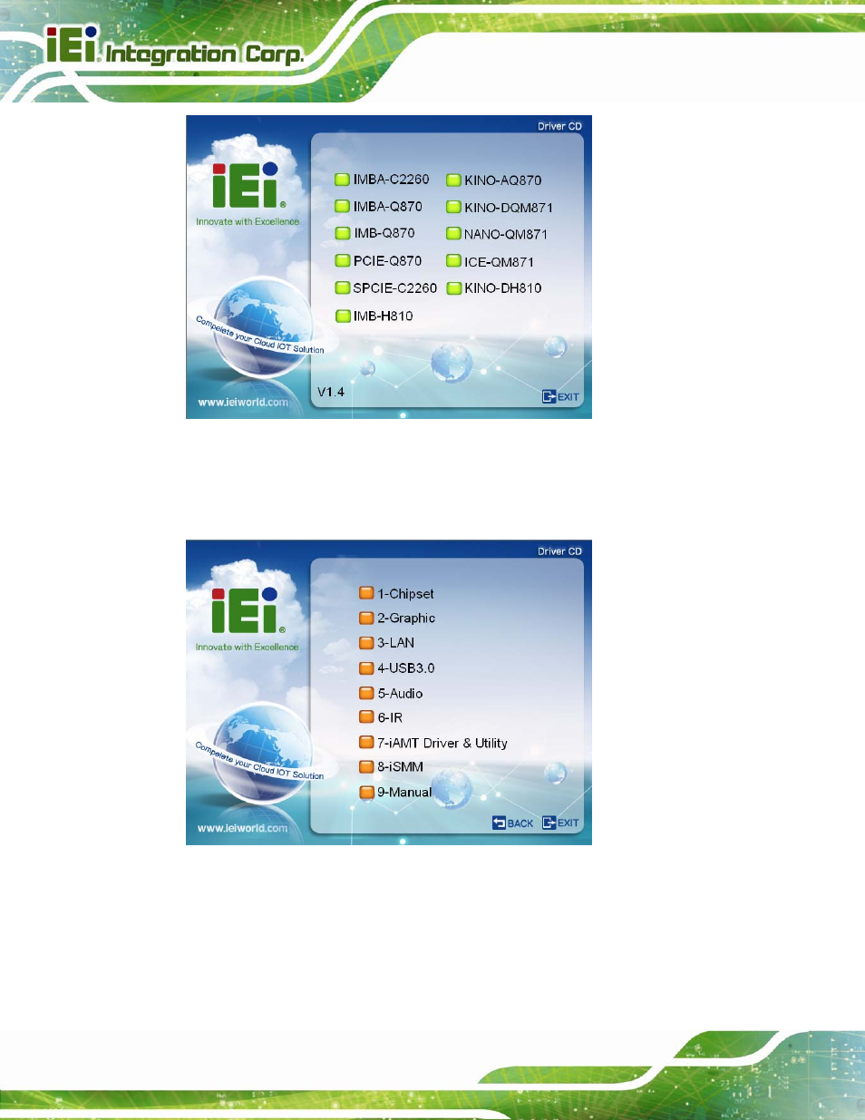 3 chipset driver installation, Hipset, River | Nstallation, Figure 6-1: start up screen, Figure 6-2: drivers | IEI Integration KINO-DQM871 User Manual | Page 138 / 213