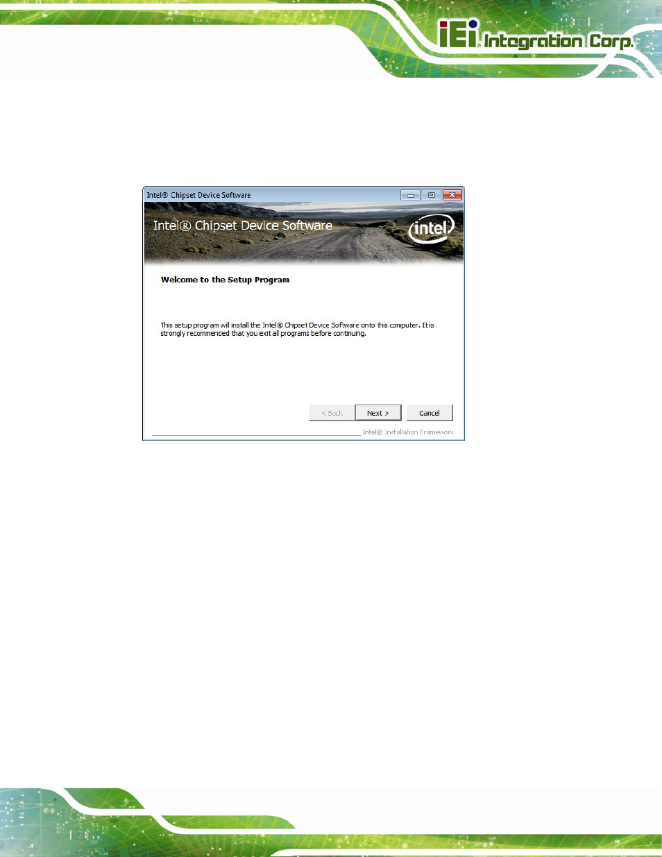 Figure 6-3: chipset driver welcome screen | IEI Integration KINO-DQM871 User Manual | Page 139 / 213