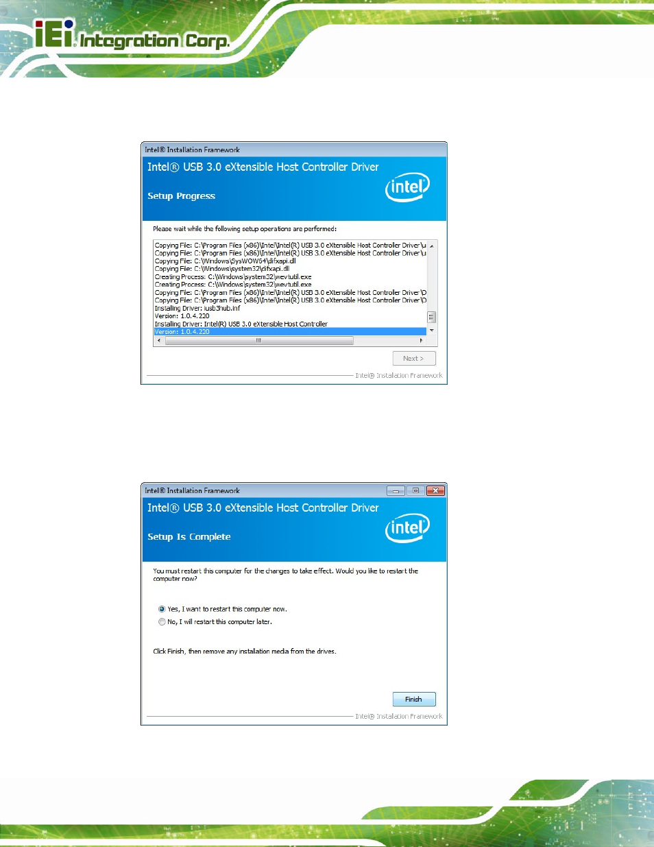Figure 6-23: usb 3.0 driver setup operations | IEI Integration KINO-DQM871 User Manual | Page 152 / 213