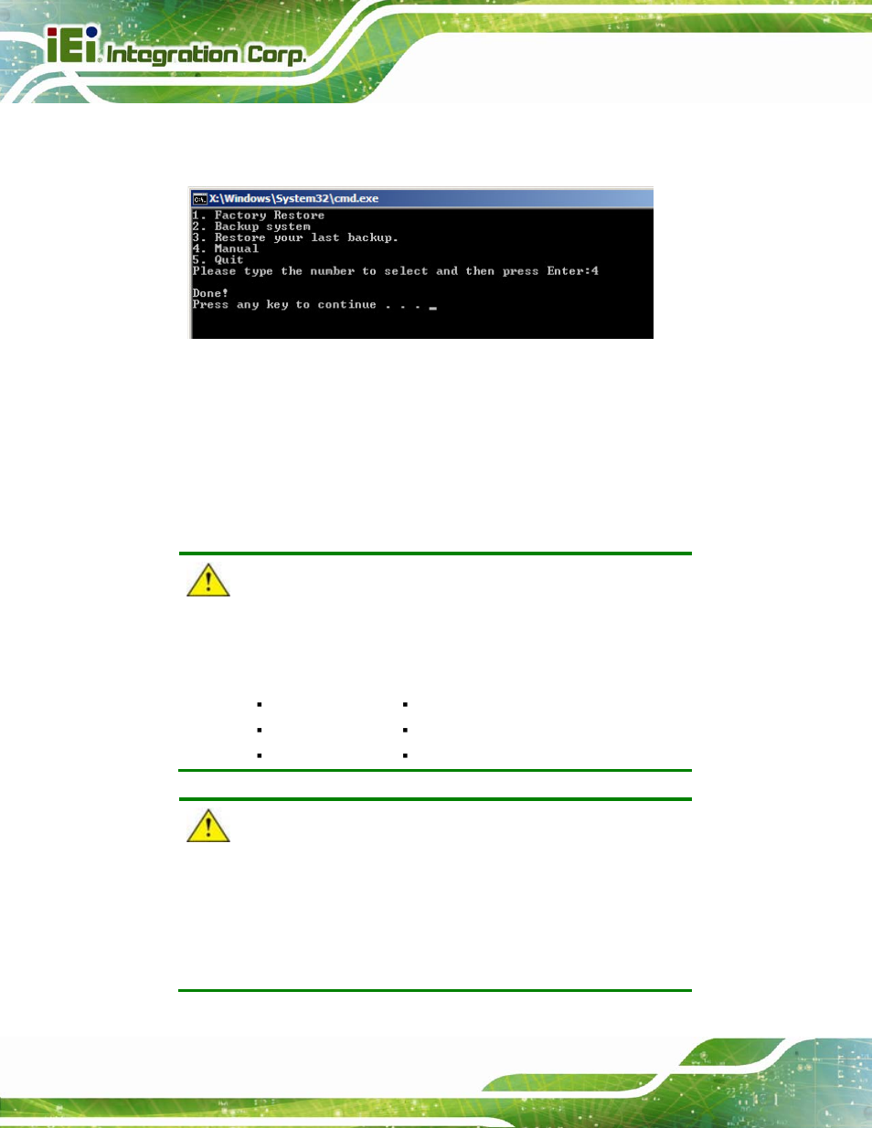 B.3 auto recovery setup procedure, Ecovery, Etup | Rocedure, Figure b-21: press any key to continue, B.3 for the detailed setu, Section b.3 ) | IEI Integration KINO-DQM871 User Manual | Page 178 / 213