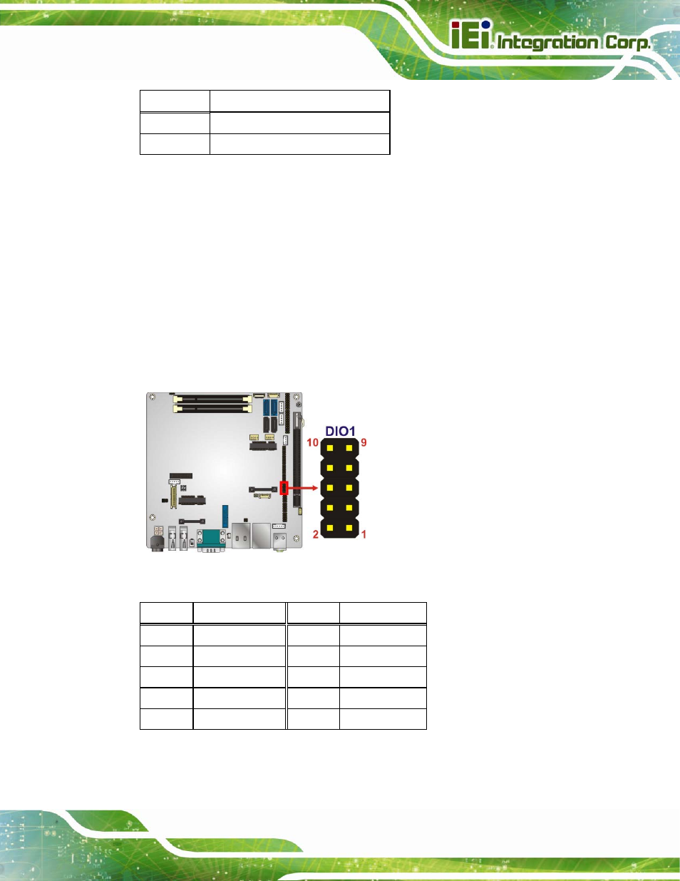 3 digital i/o connector, Figure 3-4: digital i/o connector location, Table 3-4: battery connector pinouts | Table 3-5: digital i/o connector pinouts | IEI Integration KINO-DQM871 User Manual | Page 37 / 213