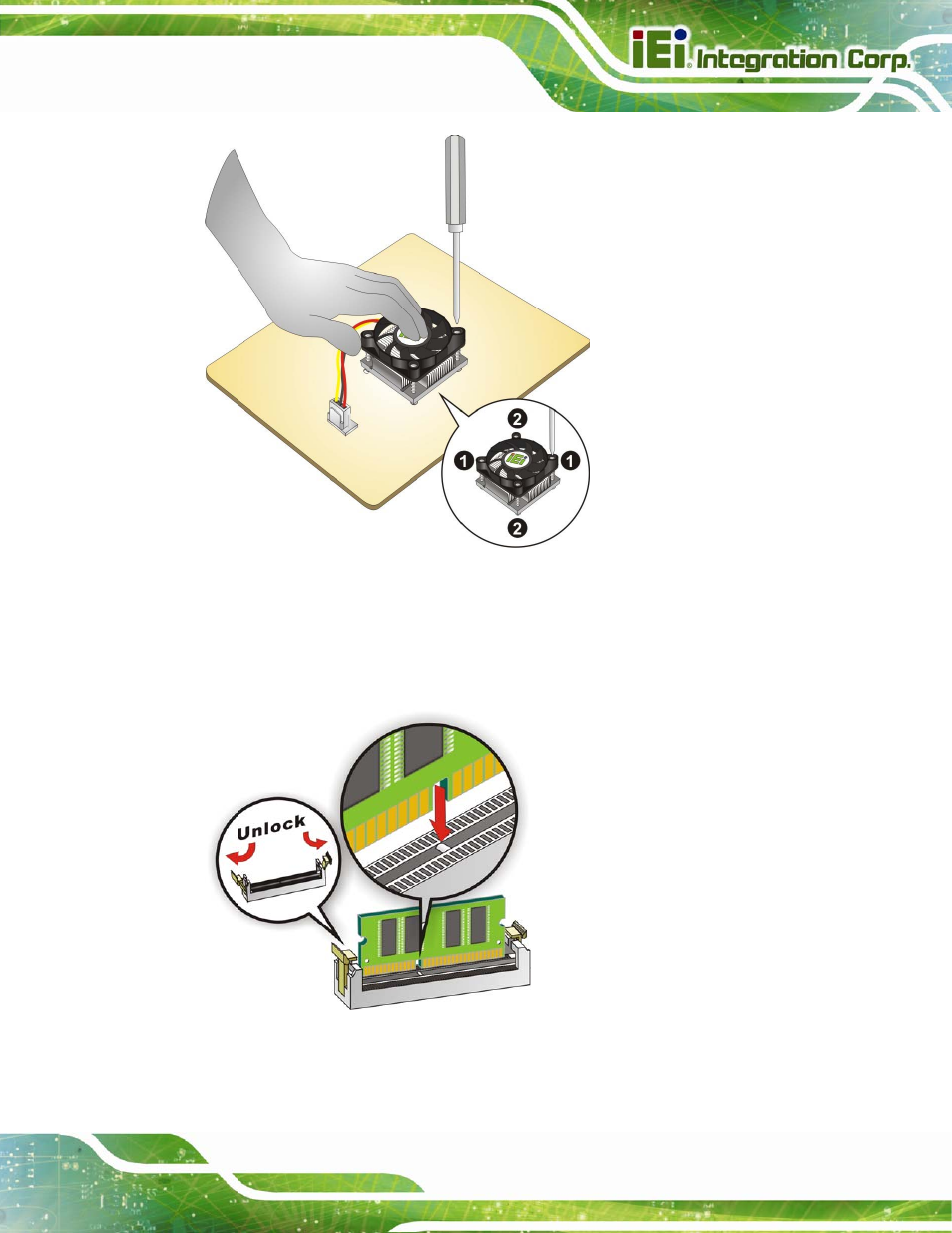 4 so-dimm installation, So-dimm, Nstallation | Figure 4-3: secure the cooling kit, Figure 4-4: so-dimm installation | IEI Integration KINO-DQM871 User Manual | Page 77 / 213