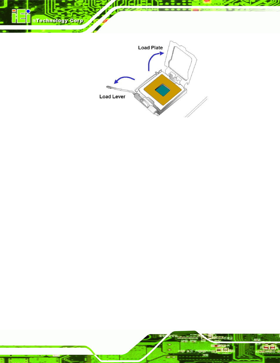 Figure 5-3: open the cpu socket load plate | IEI Integration IMB-Q354 v1.00 User Manual | Page 106 / 286