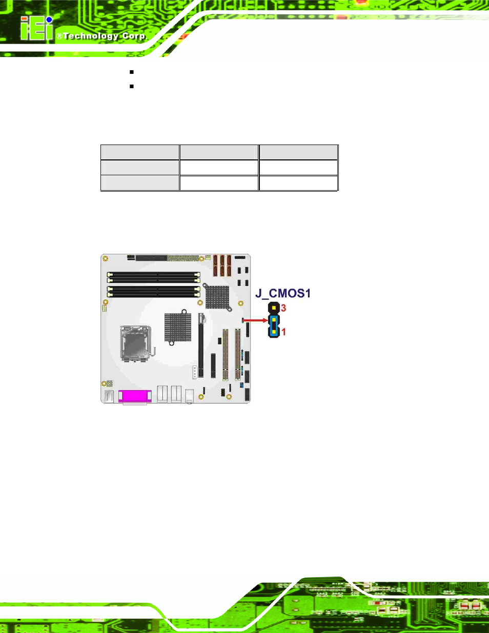 2 com port pin 9 setting jumpers, Figure 5-9: clear cmos jumper, Table 5-2: clear cmos jumper settings | IEI Integration IMB-Q354 v1.00 User Manual | Page 114 / 286