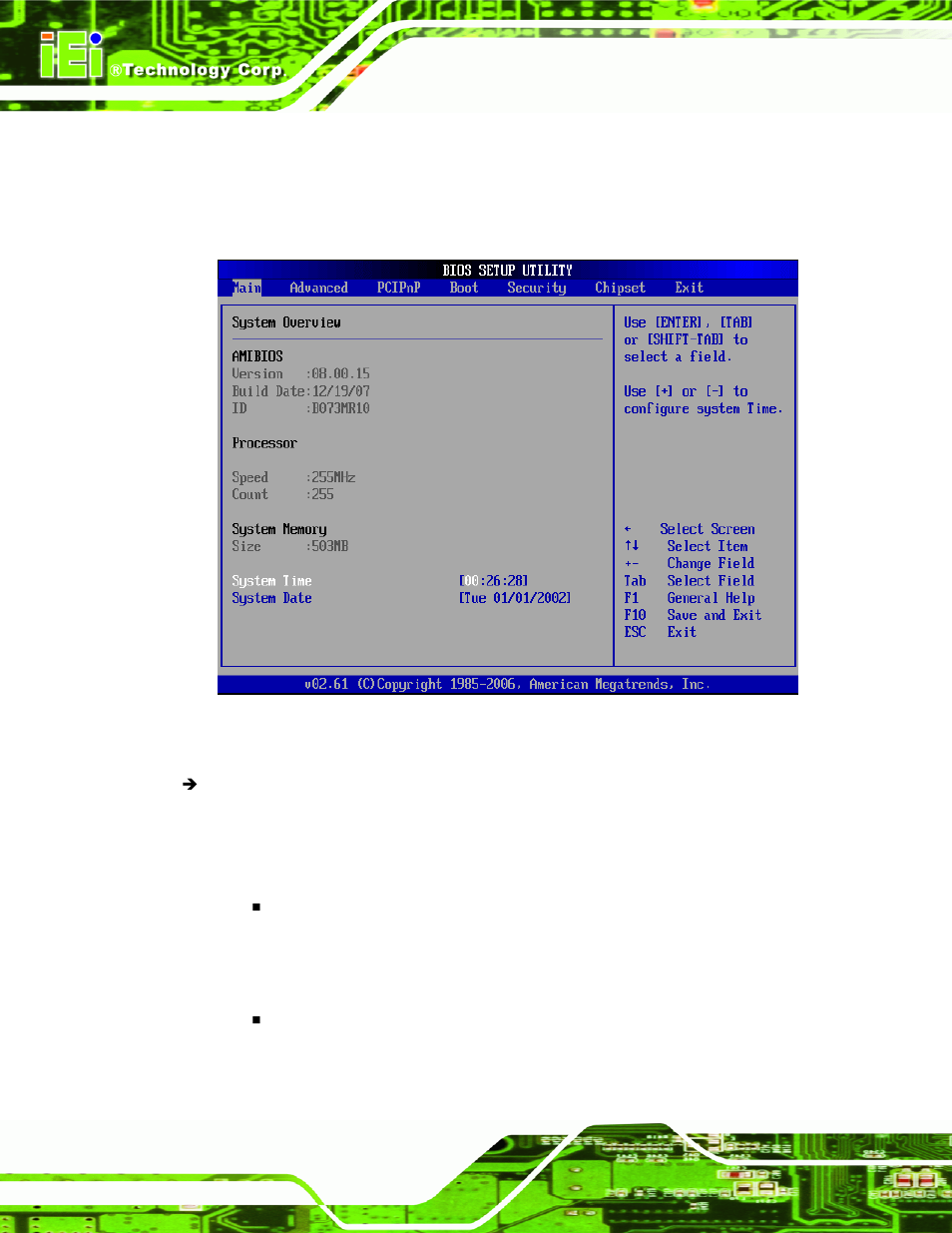 2 main, Menu 1: main | IEI Integration IMB-Q354 v1.00 User Manual | Page 134 / 286