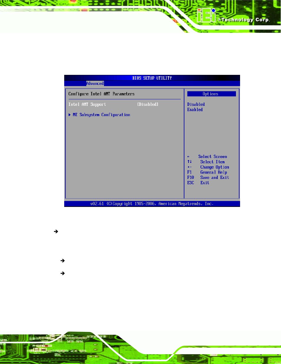 8 intel amt configuration, 1 me subsystem configuration, Menu 12: intel amt configuration | IEI Integration IMB-Q354 v1.00 User Manual | Page 155 / 286
