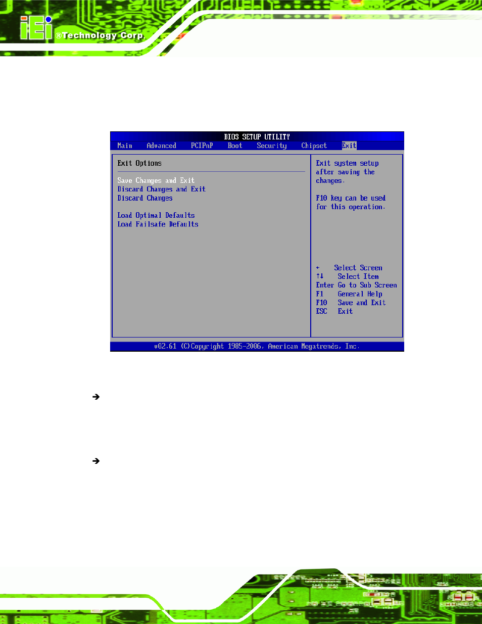 8 exit, Menu 27:exit | IEI Integration IMB-Q354 v1.00 User Manual | Page 178 / 286