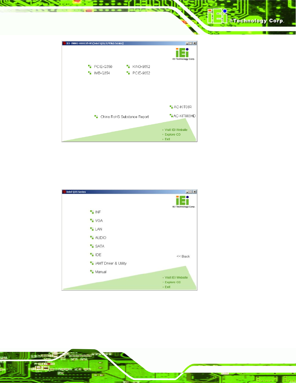 Figure 7-1: introduction screen, Figure 7-2: available drivers | IEI Integration IMB-Q354 v1.00 User Manual | Page 183 / 286