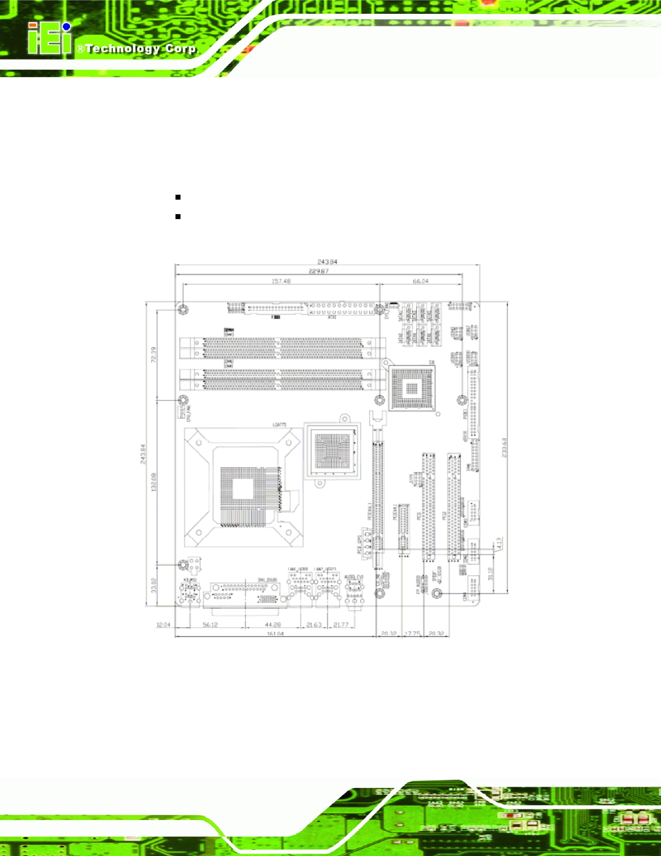 1 dimensions, 1 board dimensions, Imensions | Figure 2-1: imb-q354 dimensions (mm) | IEI Integration IMB-Q354 v1.00 User Manual | Page 32 / 286