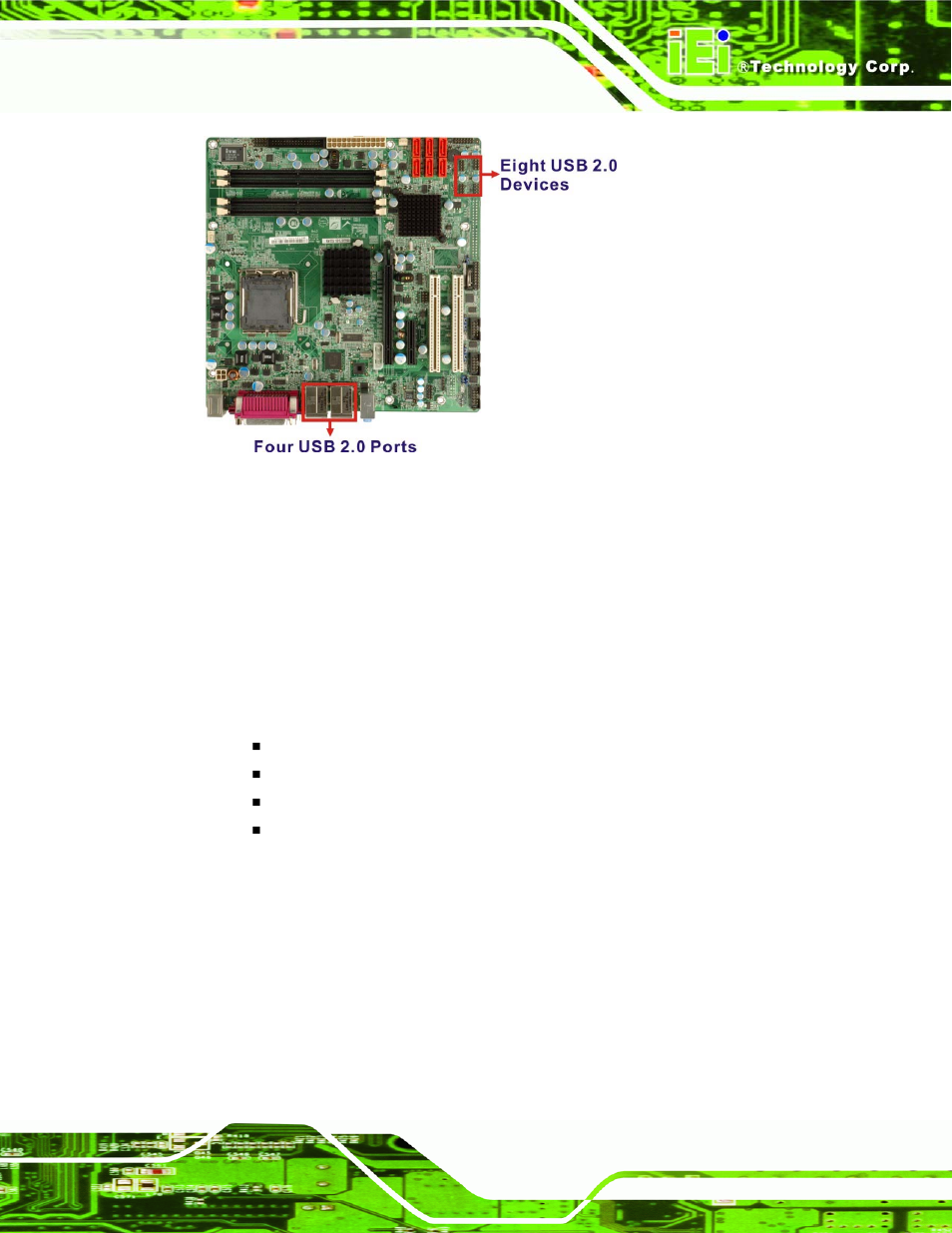 6 imb-q354 pcie bus components, 1 pcie bus overview, 2 pcie x16 slot | 6 imb-q354 pci, Omponents, Figure 2-11: onboard usb implementation | IEI Integration IMB-Q354 v1.00 User Manual | Page 49 / 286