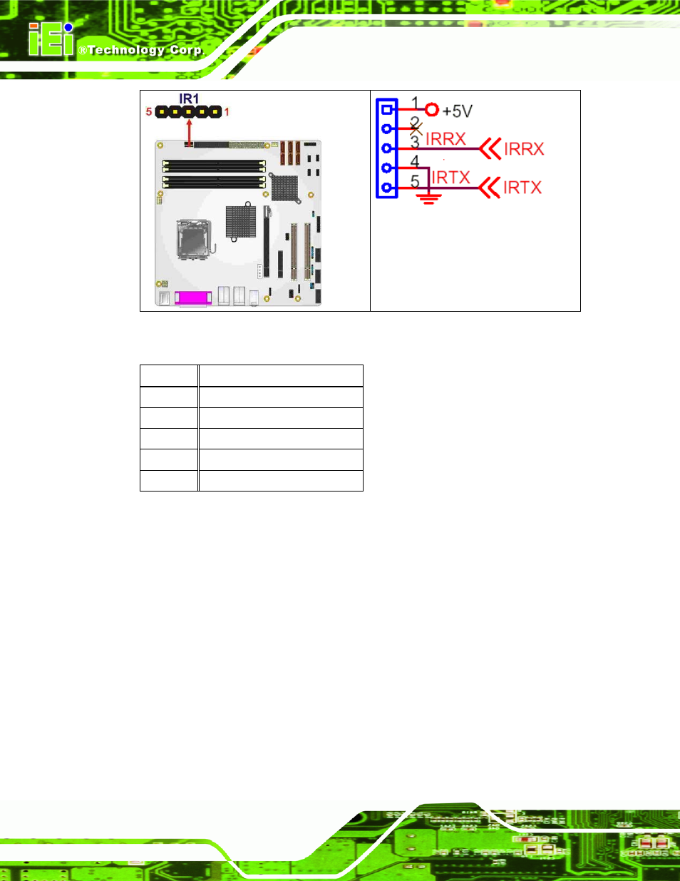 11 pcie power connector, Figure 4-11: infrared connector location, Table 4-12: infrared connector pinouts | IEI Integration IMB-Q354 v1.00 User Manual | Page 84 / 286