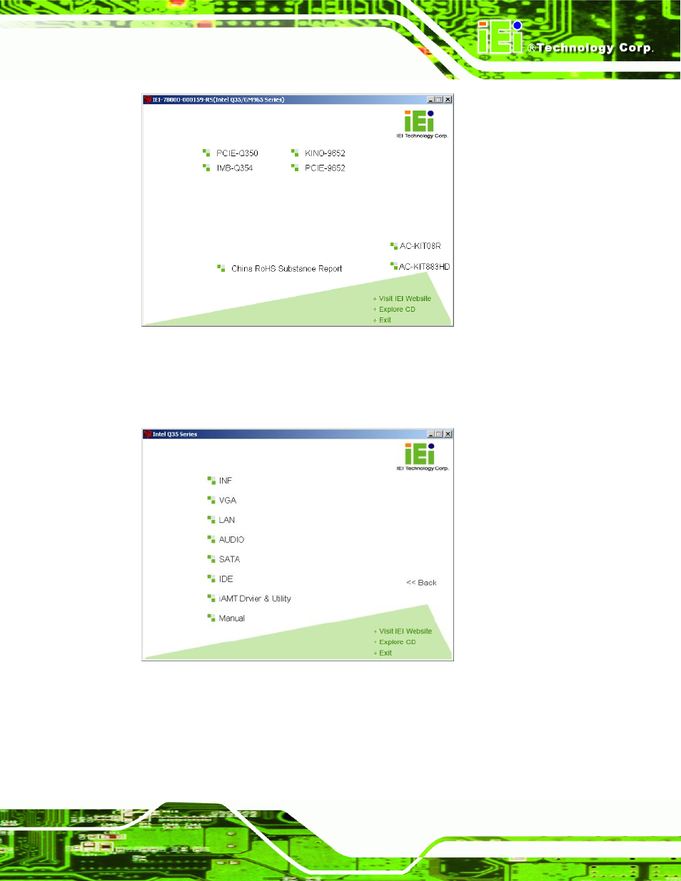 Figure 6-1: introduction screen, Figure 6-2: available drivers | IEI Integration IMB-Q354 v1.10 User Manual | Page 133 / 216