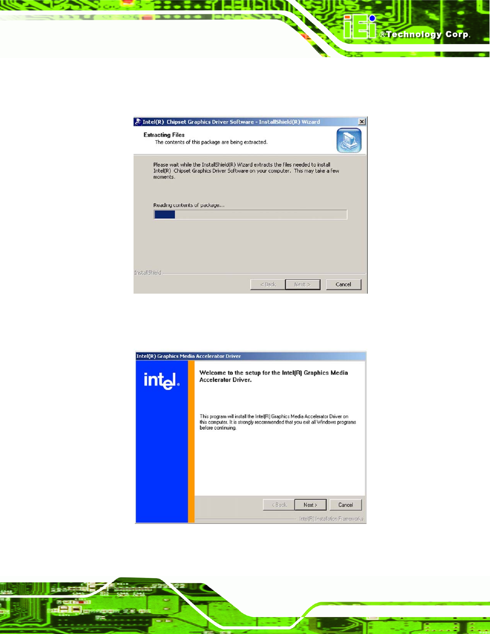 Figure 6-13: gma driver readme file, Figure 6-14: gma driver file extraction, Figure 6-13 | IEI Integration IMB-Q354 v1.10 User Manual | Page 141 / 216