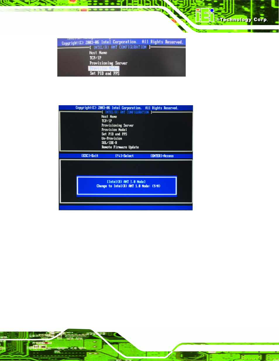 Figure 7-6: provision model, Figure 7-7: intel® amt 3.0 mode, Figure 7-6 ) | IEI Integration IMB-Q354 v1.10 User Manual | Page 175 / 216