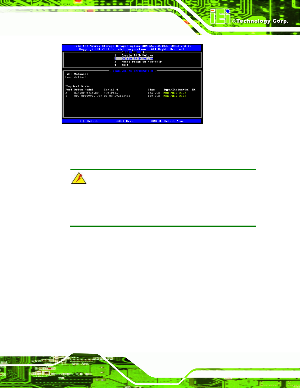 F.4.3 resetting a disk to non-raid | IEI Integration IMB-Q354 v1.10 User Manual | Page 209 / 216