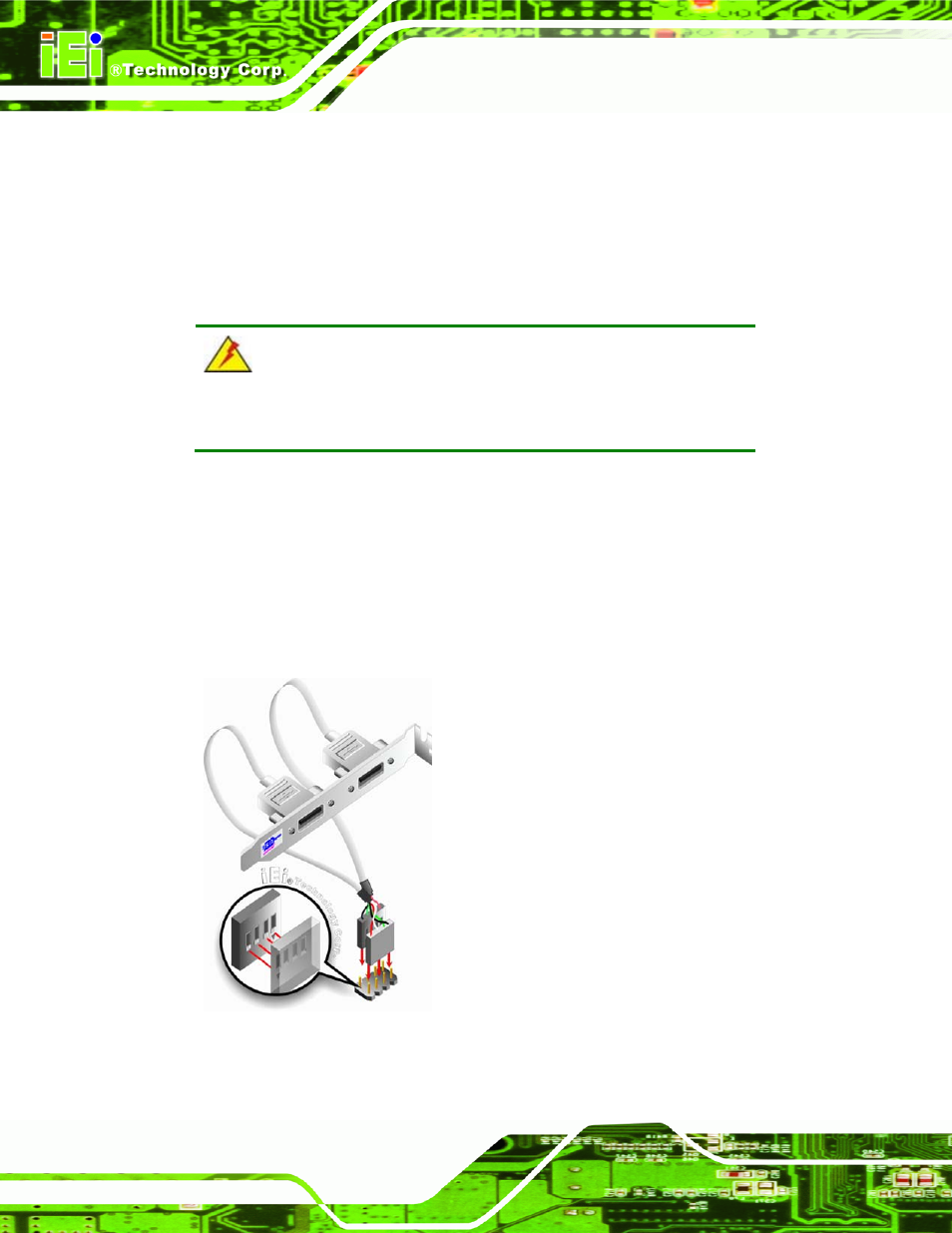 3 usb cable (dual port), Figure 4-15: dual usb cable connection | IEI Integration IMB-Q354 v1.10 User Manual | Page 76 / 216
