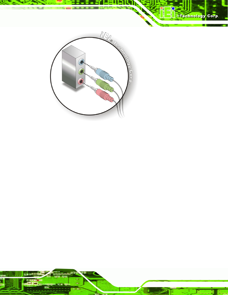 2 lan connection (single connector), Figure 4-17: audio connectors | IEI Integration IMB-Q354 v1.10 User Manual | Page 79 / 216