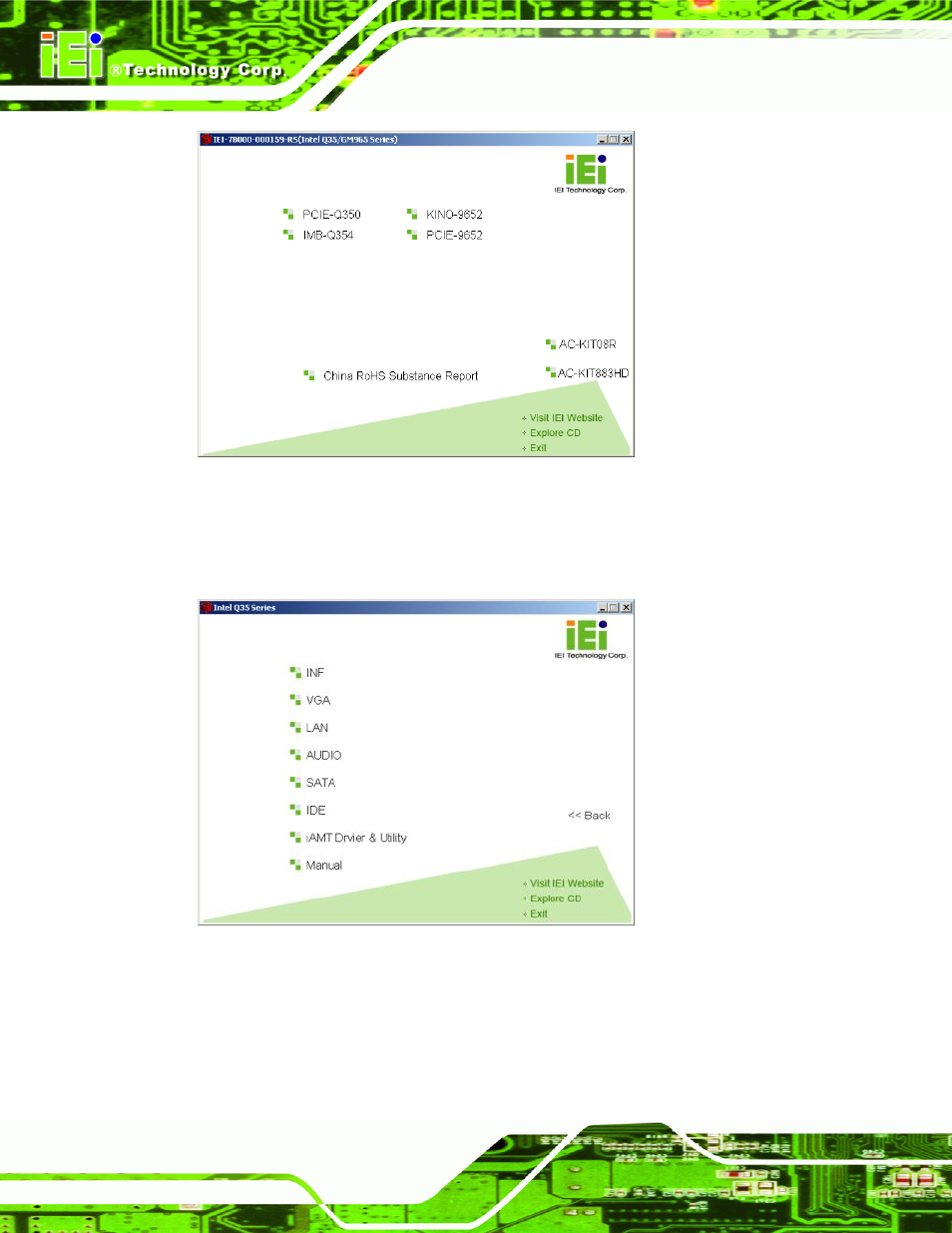 Figure 6-1: introduction screen, Figure 6-2: available drivers | IEI Integration IMB-Q354 v1.20 User Manual | Page 128 / 190