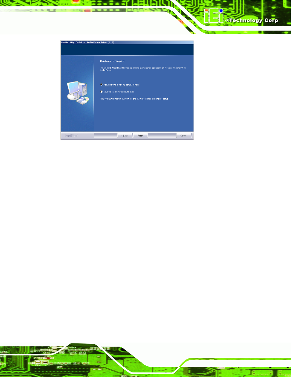 Ntel, Atrix, Torage | Anager, River, Nstallation, Figure 6-37: restart the computer, 7 intel, Matrix storage manager driver installation | IEI Integration IMB-Q354 v1.20 User Manual | Page 149 / 190