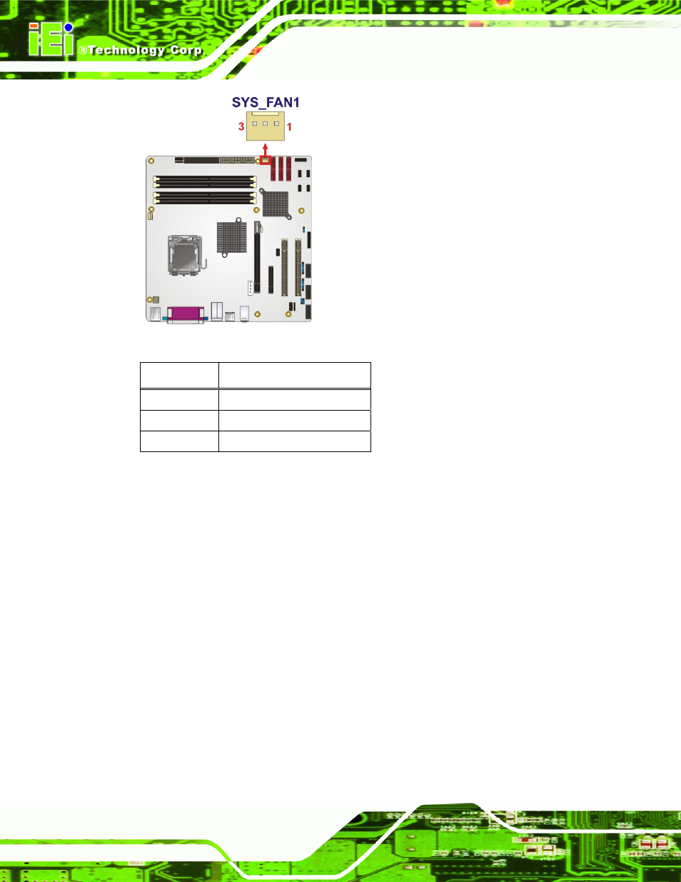 6 floppy disk connector (34-pin), Figure 3-6: +12v fan connector location, Table 3-7: +12v fan connector pinouts | IEI Integration IMB-Q354 v1.20 User Manual | Page 36 / 190