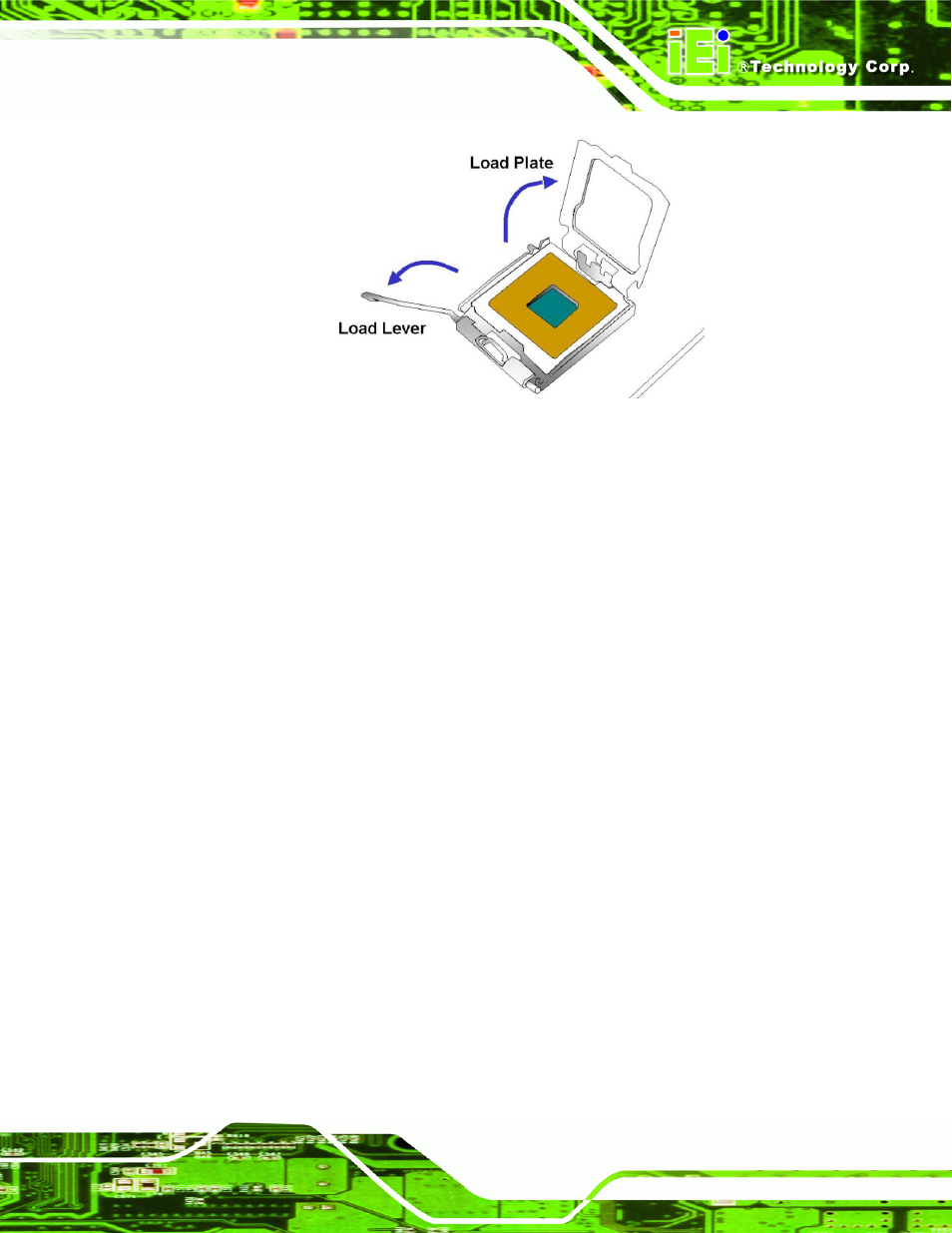 Figure 4-3: open the cpu socket load plate | IEI Integration IMB-Q354 v1.20 User Manual | Page 61 / 190