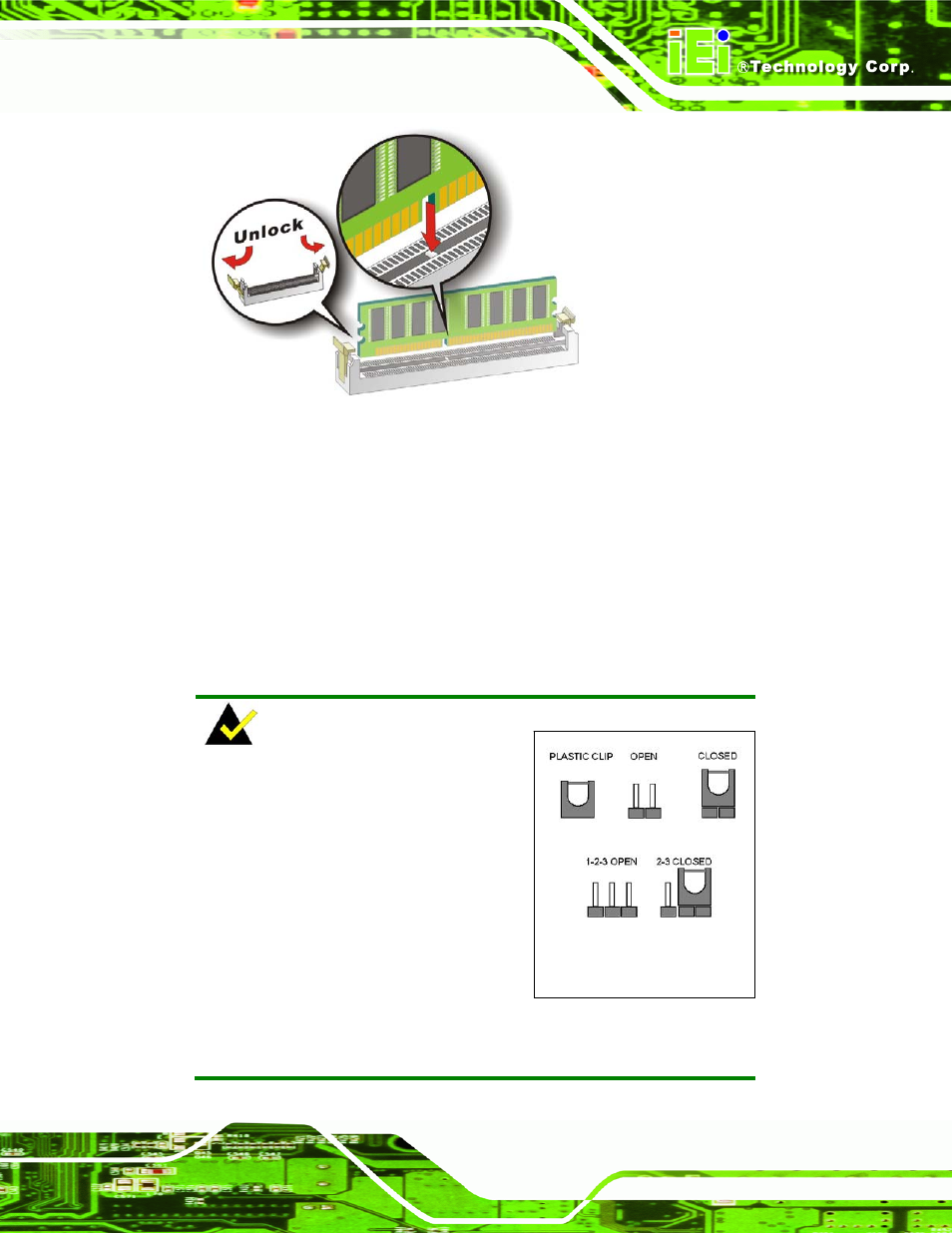 5 jumper settings, Umper, Ettings | Figure 4-8: installing a dimm, Figure 4-8 | IEI Integration IMB-Q354 v1.20 User Manual | Page 67 / 190