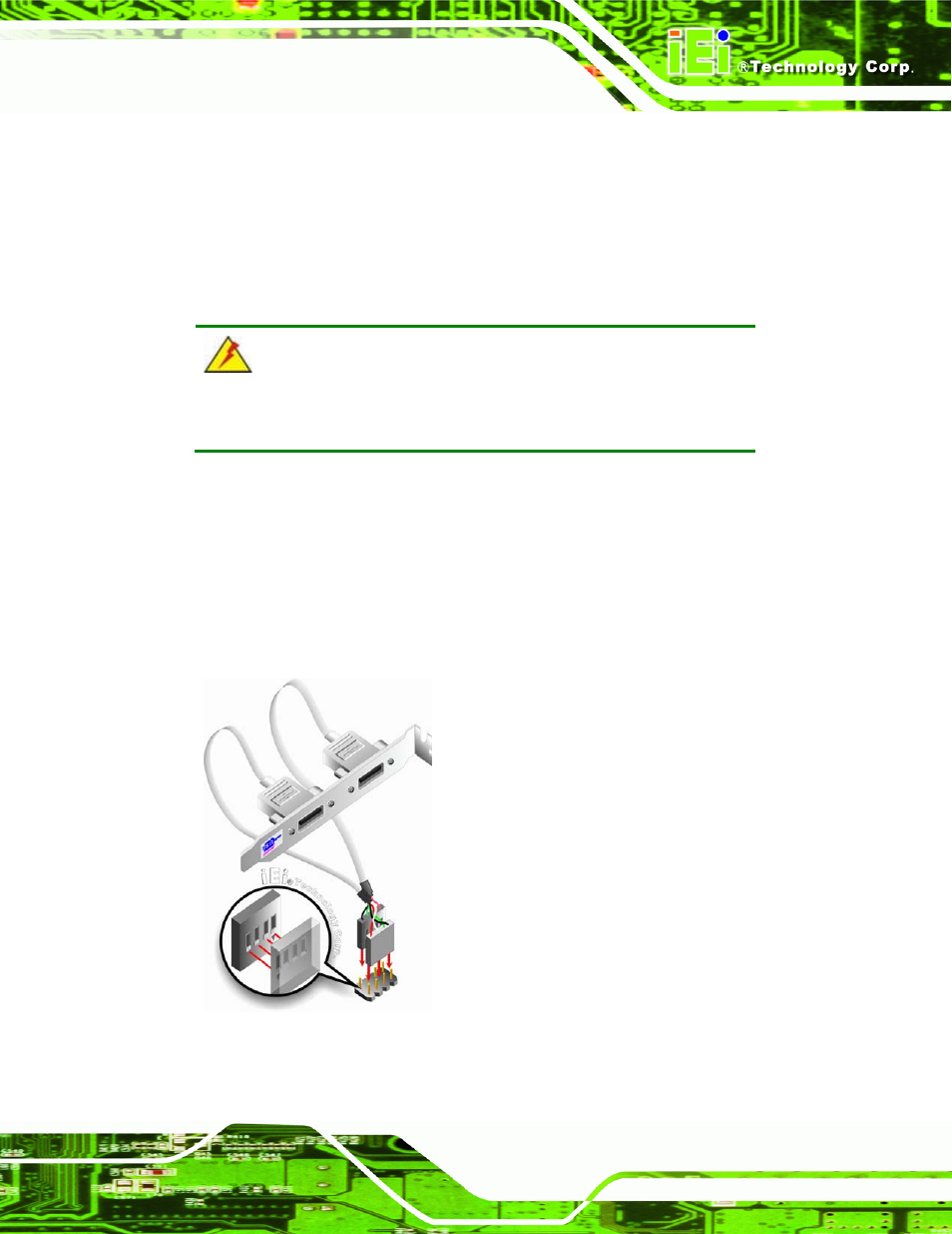 3 usb cable (dual port), Figure 4-15: dual usb cable connection | IEI Integration IMB-Q354 v1.20 User Manual | Page 75 / 190