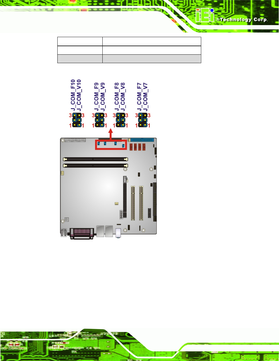 4 com pin 9 setting jumper (com7~com10), Figure 4-10: com 1 pin 9 setting jumper location, Table 4-4: com 1 pin 9 setting jumper settings | See table 4-4, See figure 4-10, Table 4-4 | IEI Integration IMB-G41A User Manual | Page 71 / 151