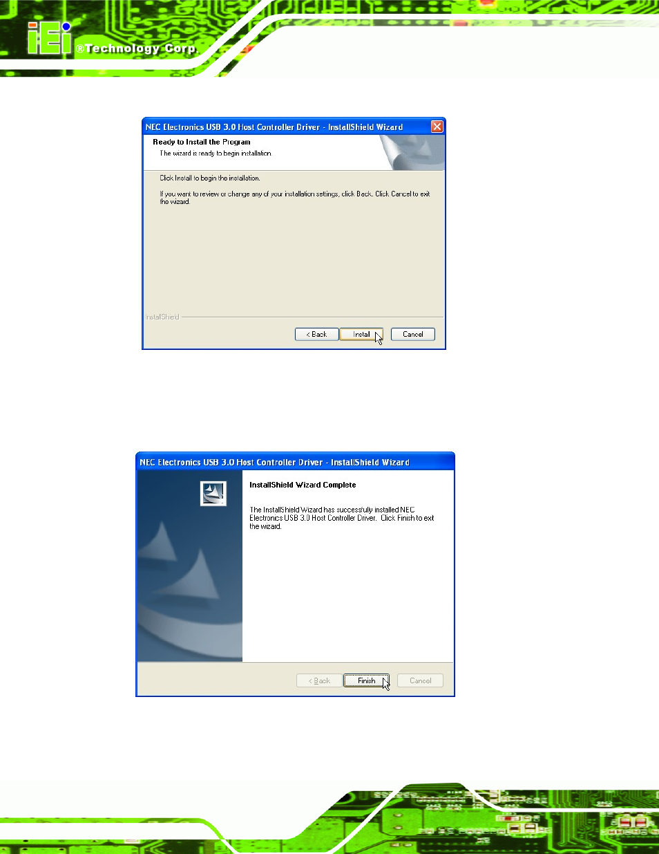Figure 6-26: usb 3.0 driver installation, Figure 6-27: usb 3.0 driver update complete | IEI Integration IMB-C2060 v1.03 User Manual | Page 148 / 179