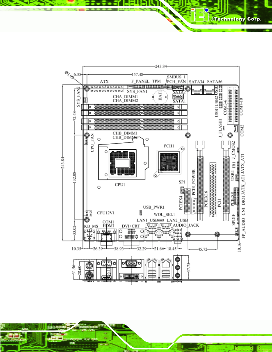 5 dimensions, Imensions, Figure 1-3: imb-c2060 dimensions (mm) | IEI Integration IMB-C2060 v1.03 User Manual | Page 19 / 179