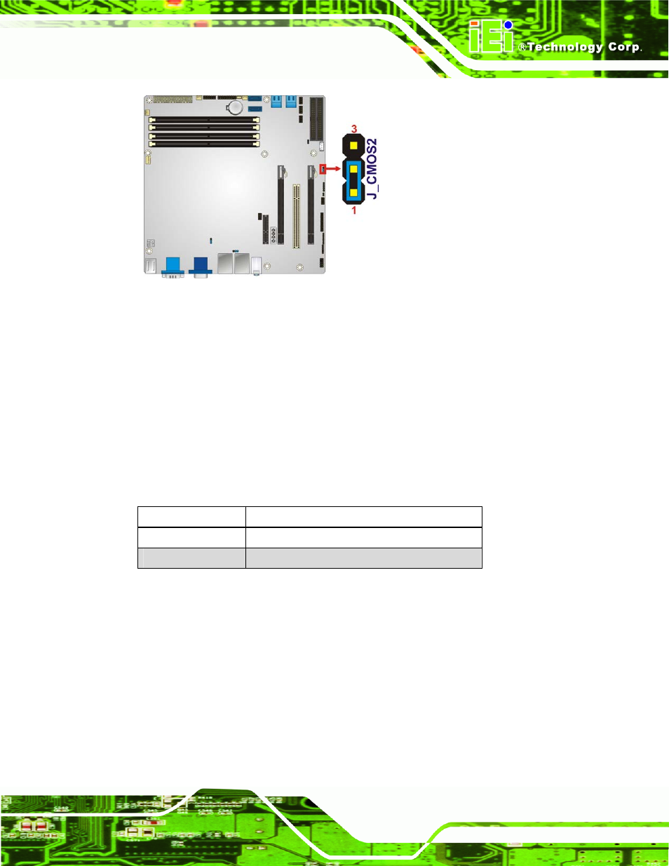 3 usb power select jumper, Figure 4-9: clear bios jumper location, Table 4-4: usb power select jumper settings | IEI Integration IMB-C2060 v1.03 User Manual | Page 71 / 179
